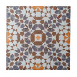 Vintage marroquino Mosaico Laranja Azul Azulejo ce<br><div class="desc">Um mosaico marroquino em estilos angustiados pintou um duvet do padrão do azulejo. Caçadas de pincel orgânicas e lavagens em apuros para um estilo de terra, e um sentimento antigo. Matizes azuis laranja.</div>