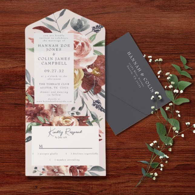 Vintage Marsala Beijo Cinza Floral (Criador carregado)