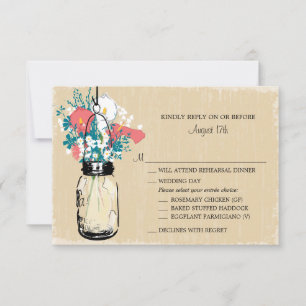 Vintage Mason Jar Calla Lily Wildflower RSVP