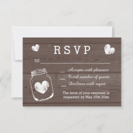 Vintage mason jar madeira de grão RSVP cartões de