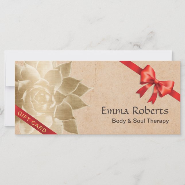 Vintage Massage Therapy Lotus Gift Certificados (Frente)