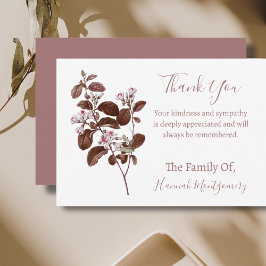 Vintage Mauve Floral Simpatia Obrigado Cartões