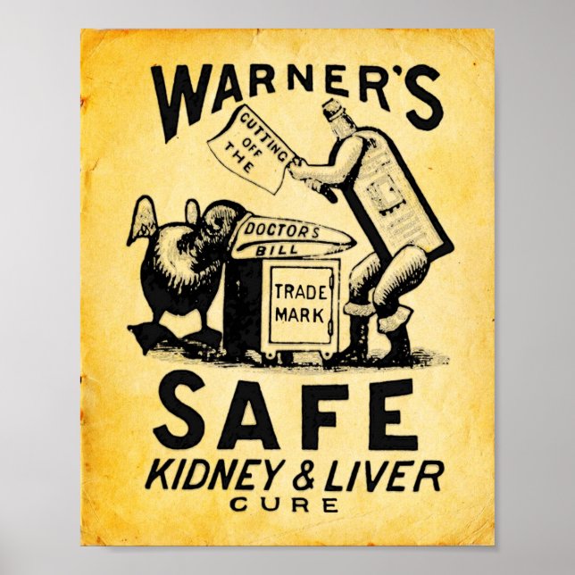 Vintage Medicine Impressão - Warner Safe Liver Cur (Frente)
