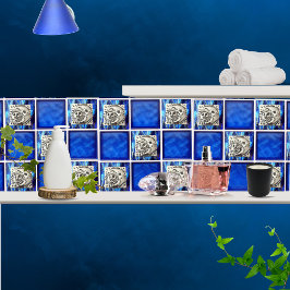 Vintage mexicana Silver Moon & Sun em Cerâmica Azu