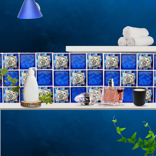 Vintage mexicana Silver Moon & Sun em Cerâmica Azu (Criador carregado)