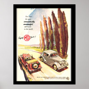 Vintage MG Cars Poster