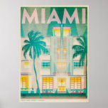 Vintage Miami, Poster de viagens da Ocean Drive<br><div class="desc">Este design original da Vintage Republic apresenta famosa arquitetura deco em Ocean Drive, Miami, Flórida. Na cor-de-rosa-pastel e cor-de-rosa-poeirento, dá-se vida à natureza tropical da localização. A característica principal do design é um grande hotel e duas palmeiras, ambas banhadas em holofotes, criando um filme de 1930. Criamos uma coleção de...</div>