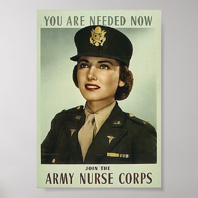 Vintage Militar Nurse Corps Poster (Frente)