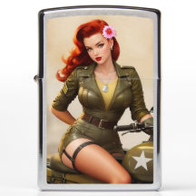Vintage Militar Pinup Lighter