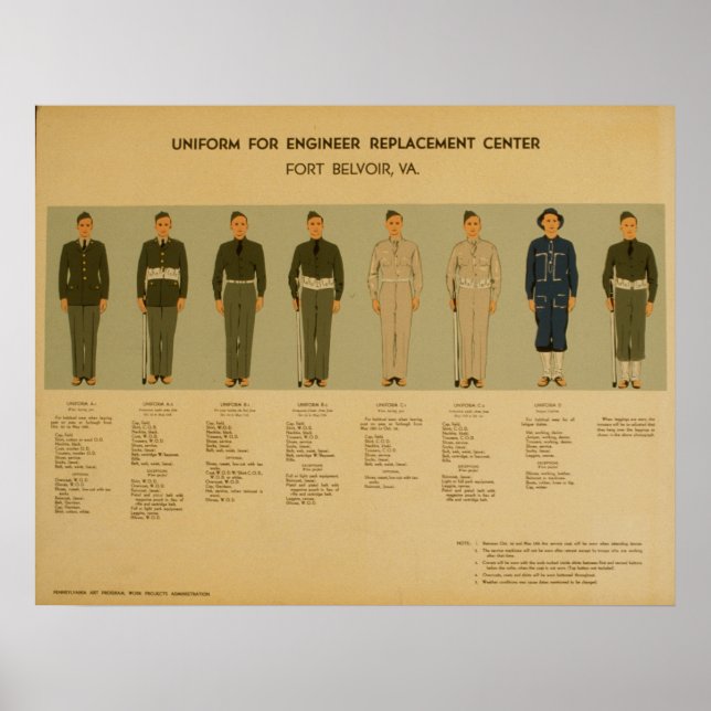 Vintage Militar Uniform 1942 WPA Poster (Frente)