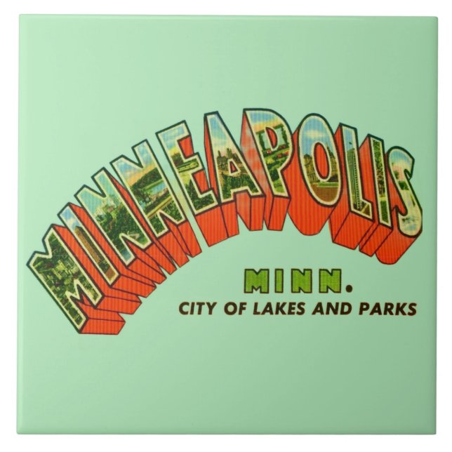 Vintage Minneapolis Postcard Tile (Frente)