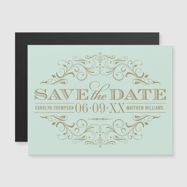 Vintage Mint e Antique Flourish Salvar a Data (Frente/Verso)