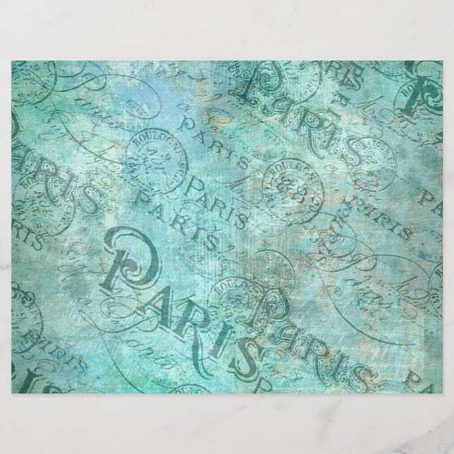 Vintage - Moda Distante Paris Turquoise Paper (Frente)