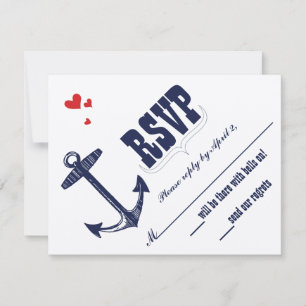 Vintage Modern Cute Red e Marinho Anchor RSVP