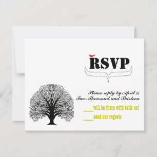 Vintage Modern Cute Swirl Tree Weding RSVP