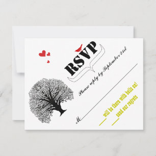 Vintage Modern Cute Swirl Tree Weding RSVP