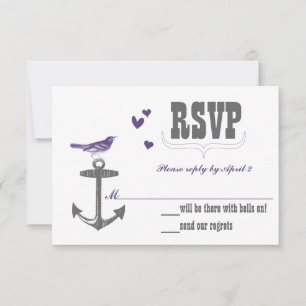 Vintage Moderno Passarinho Roxo Âncora Cinza RSVP