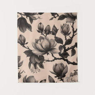 Vintage Monocromo Magnolia Floral Tapeçaria