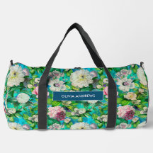 Vintage Monograma azul-floral Elegante