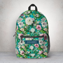 Vintage Monograma azul-floral Elegante