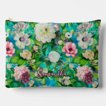 Vintage Monograma azul-floral Elegante