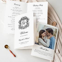 Vintage Monographic Crest Wedding Photo Program