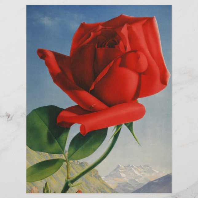 Vintage MONux Rosa vermelha Suiça em Genebra Lake (Frente)