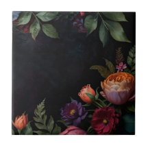 Vintage moody, rosas florais escuros