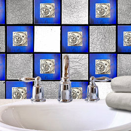 Vintage Moon e Sun Prateados Mexicanos Em Cerâmica