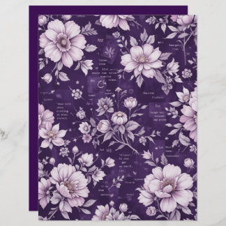 Vintage Moonlit Violet Blossoms Scrapbook Paper