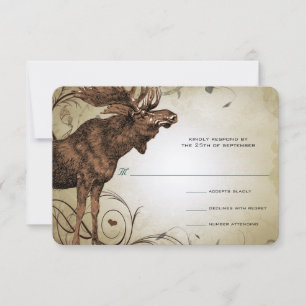 Vintage Moose Forest Lodge Ranch Wedch RSVP