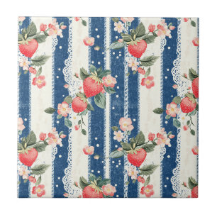 Vintage Morango Azul Cream Cottagecore