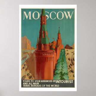Vintage Moscou Intourist Poster