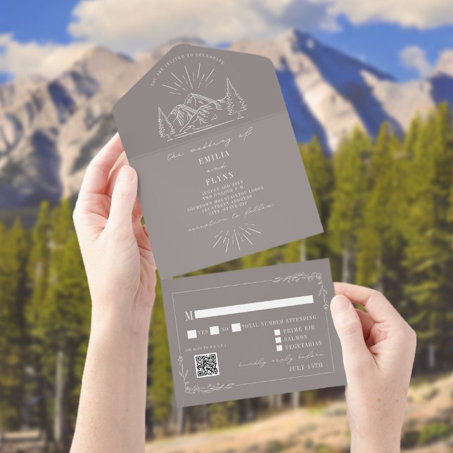 Vintage Mountain Rustic Ametyst RSVP QR (Criador carregado)