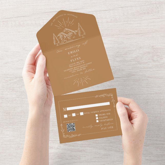 Vintage Mountain Rustic Goldenrod Código QR RSVP (Tearaway)
