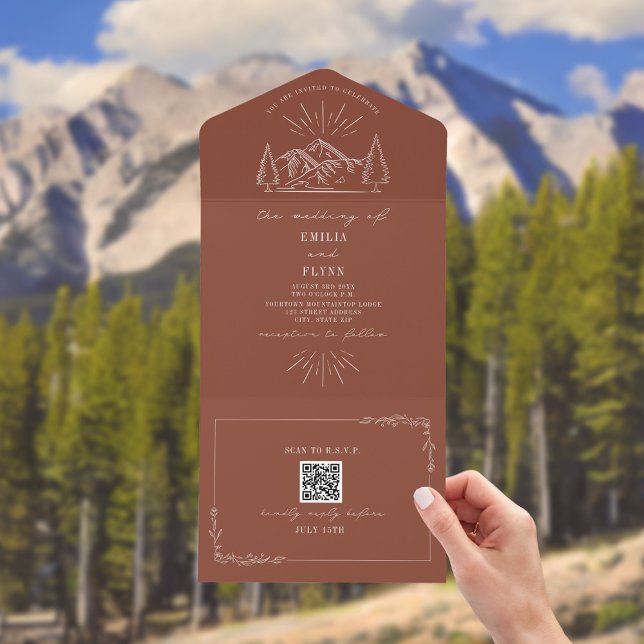 Vintage Mountain Rustic Terracotta RSVP Código QR  (Criador carregado)