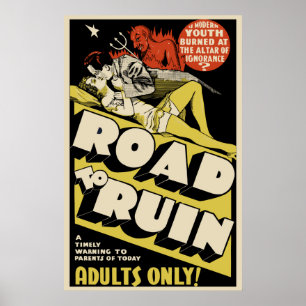 Vintage Movie Poster Art - "Road To Ruin"
