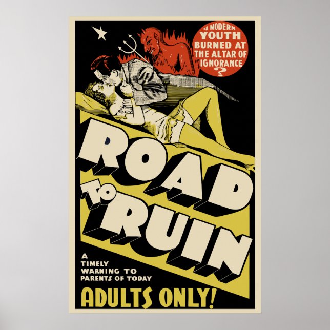 Vintage Movie Poster Art - "Road To Ruin" (Frente)