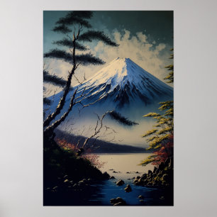 Vintage Mt. Fuji Japonês Impressão