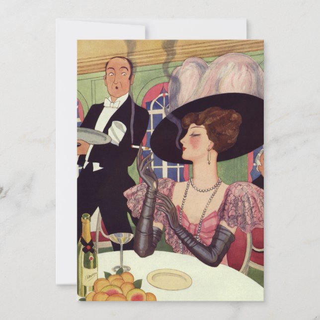 Vintage Mulher Fumando Bebendo de Cigarro Champanh (Frente)