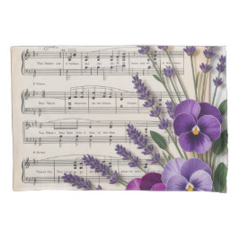 Vintage Music and Lavender Pansies Floral