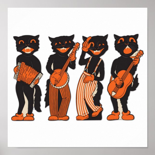 Vintage Musical Cats Poster (Frente)