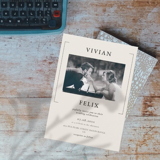 Vintage Na moda Photo Wedding Convite (Criador carregado)