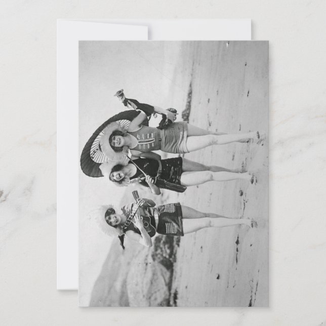 Vintage Namoradas cantando na praia (Frente)