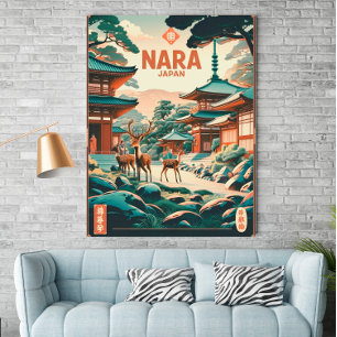 Vintage Nara,Japão - Poster de viagens Retroativo