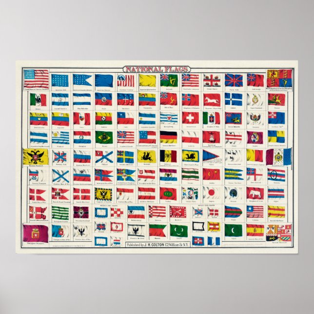 Vintage National Flags Poster (Frente)