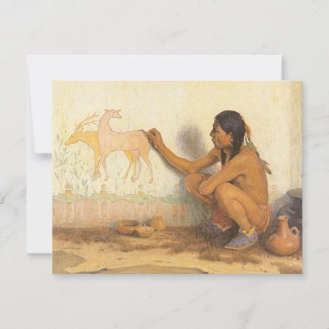 Vintage Native American, artista indiano por Couse (Frente)