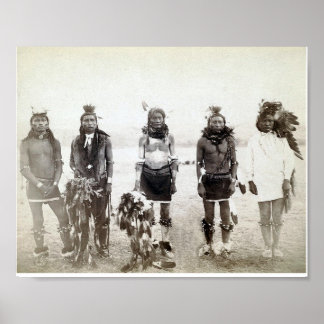 Vintage Native American Warrior Group Poster