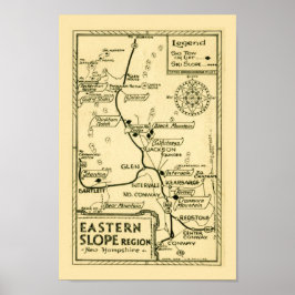 Vintage New Hampshire Ski Map Impressão