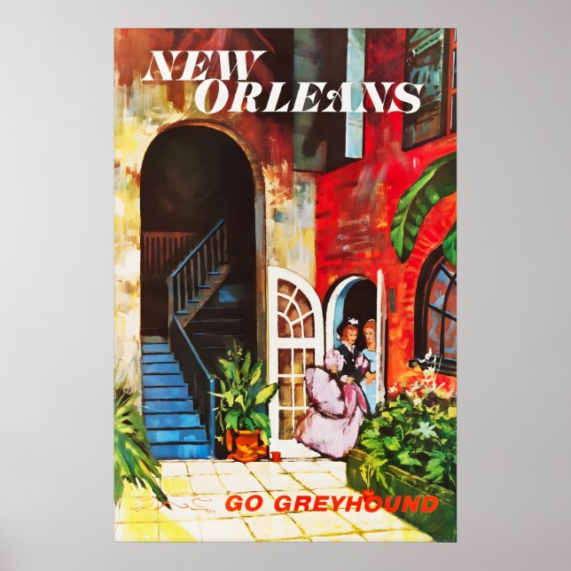 Vintage New Orleans Louisiana Travel Poster Print (Frente)